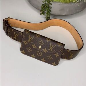 LOUIS VUITTON Ceinture Y2K Pochette Belt Bag Pouch brown monogram women EUC